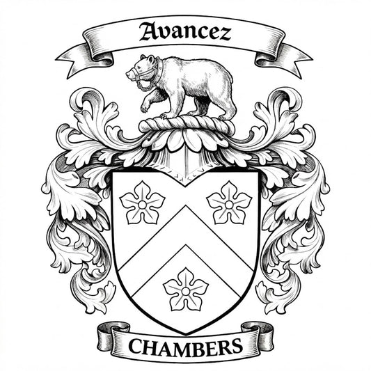 The Chambers Family Coat of Arms digital download: Includes Color PNG, B&W PNG, and SVG vector files