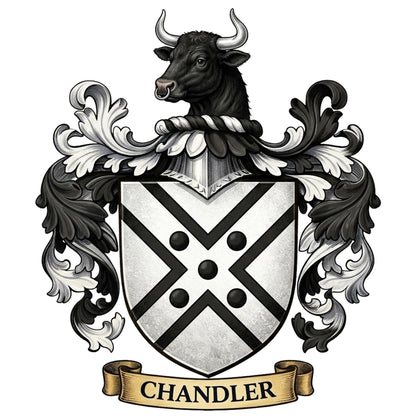 The Chandler Family Coat of Arms digital download: Includes Color PNG, B&W PNG, and SVG vector files