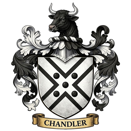 The Chandler Family Coat of Arms digital download: Includes Color PNG, B&W PNG, and SVG vector files