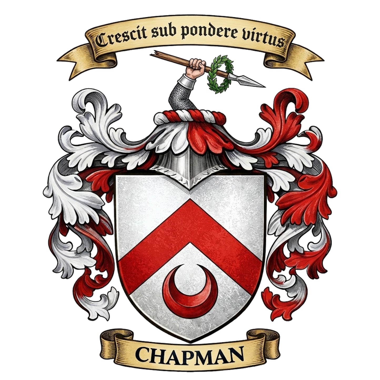 The Chapman Family Coat of Arms digital download: Includes Color PNG, B&W PNG, and SVG vector files