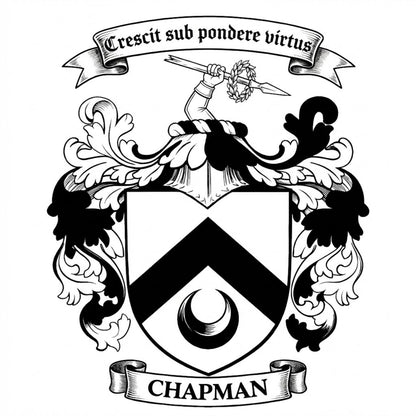 The Chapman Family Coat of Arms digital download: Includes Color PNG, B&W PNG, and SVG vector files