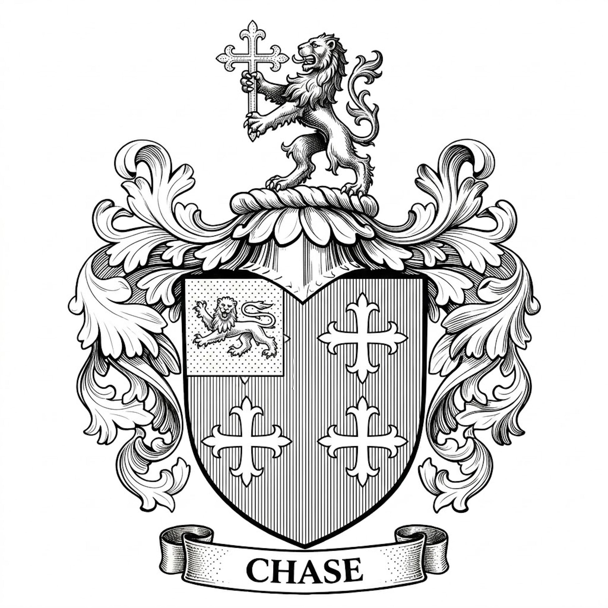 The Chase Family Coat of Arms digital download: Includes Color PNG, B&W PNG, and SVG vector files