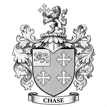 The Chase Family Coat of Arms digital download: Includes Color PNG, B&W PNG, and SVG vector files