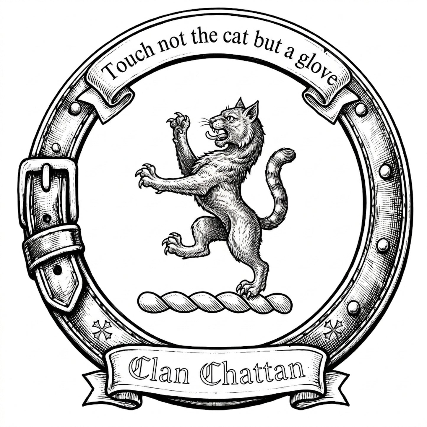 Clan Chattan Crest digital download: Includes Color PNG, B&W PNG, and SVG vector files