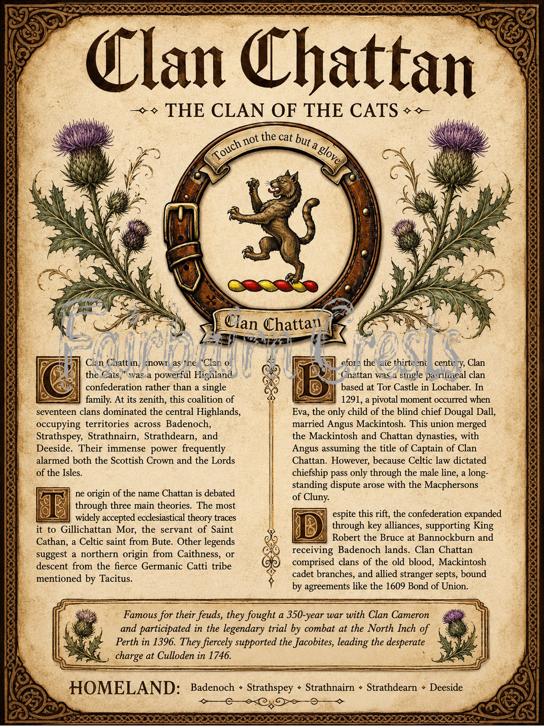 Scottish Clan Chattan Heritage Poster - Instant Digital Download
