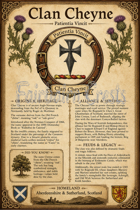 Scottish Clan Cheyne Heritage Poster - Instant Digital Download