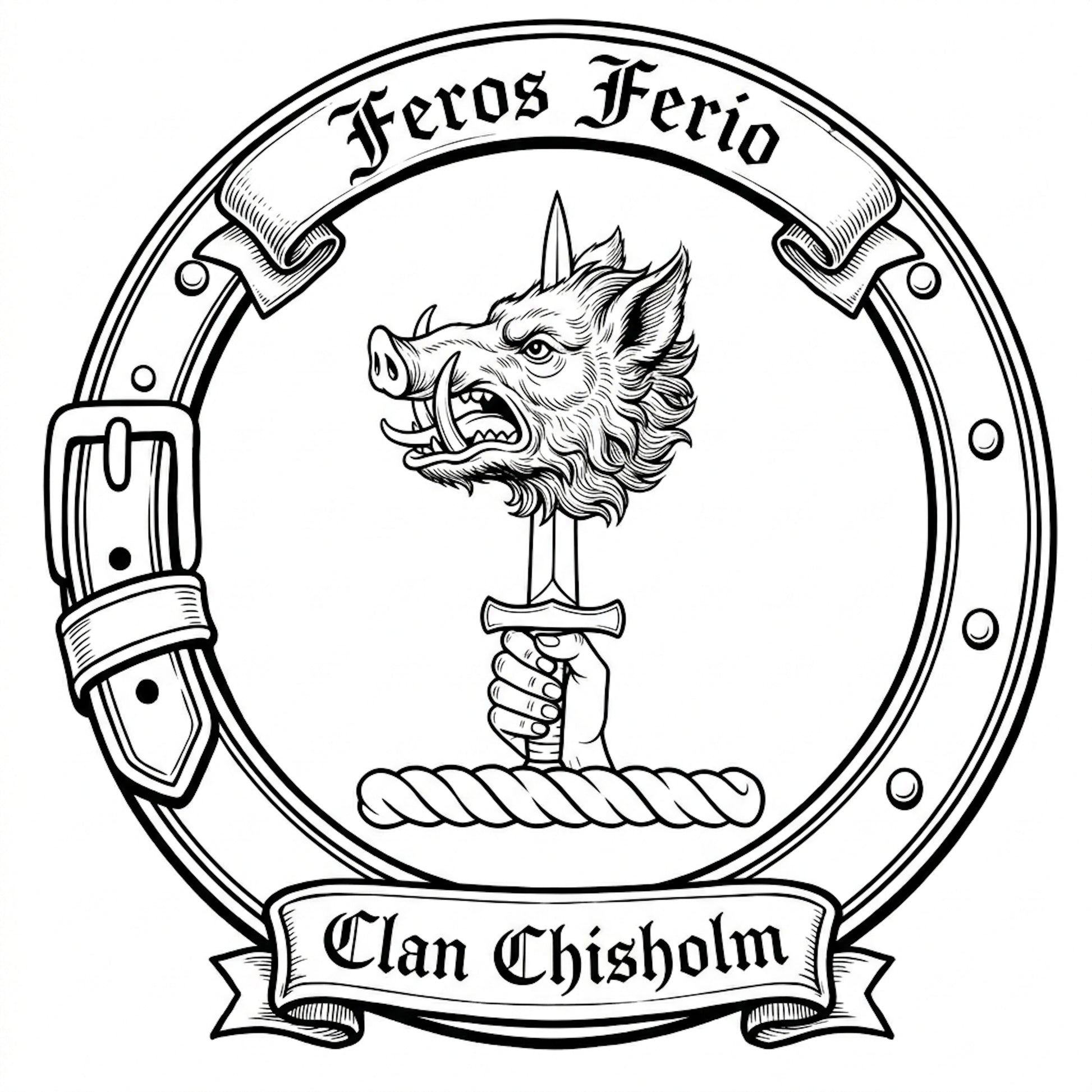 Clan Chisholm Crest digital download: Includes Color PNG, B&W PNG, and SVG vector files