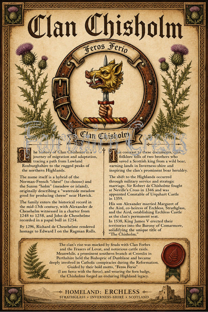Scottish Clan Chisholm Heritage Poster - Instant Digital Download