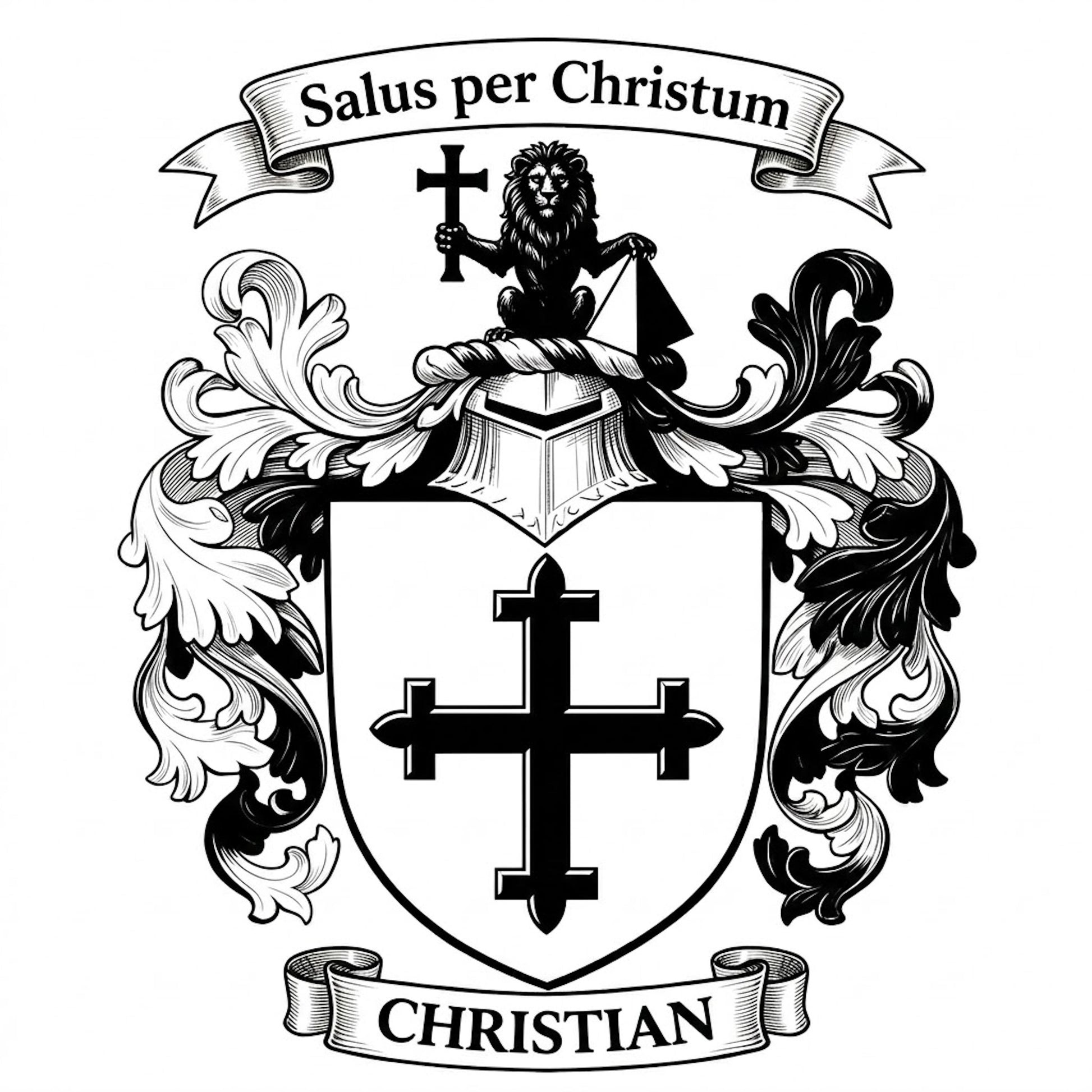 The Christian Family Coat of Arms digital download: Includes Color PNG, B&W PNG, and SVG vector files