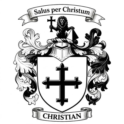 The Christian Family Coat of Arms digital download: Includes Color PNG, B&W PNG, and SVG vector files