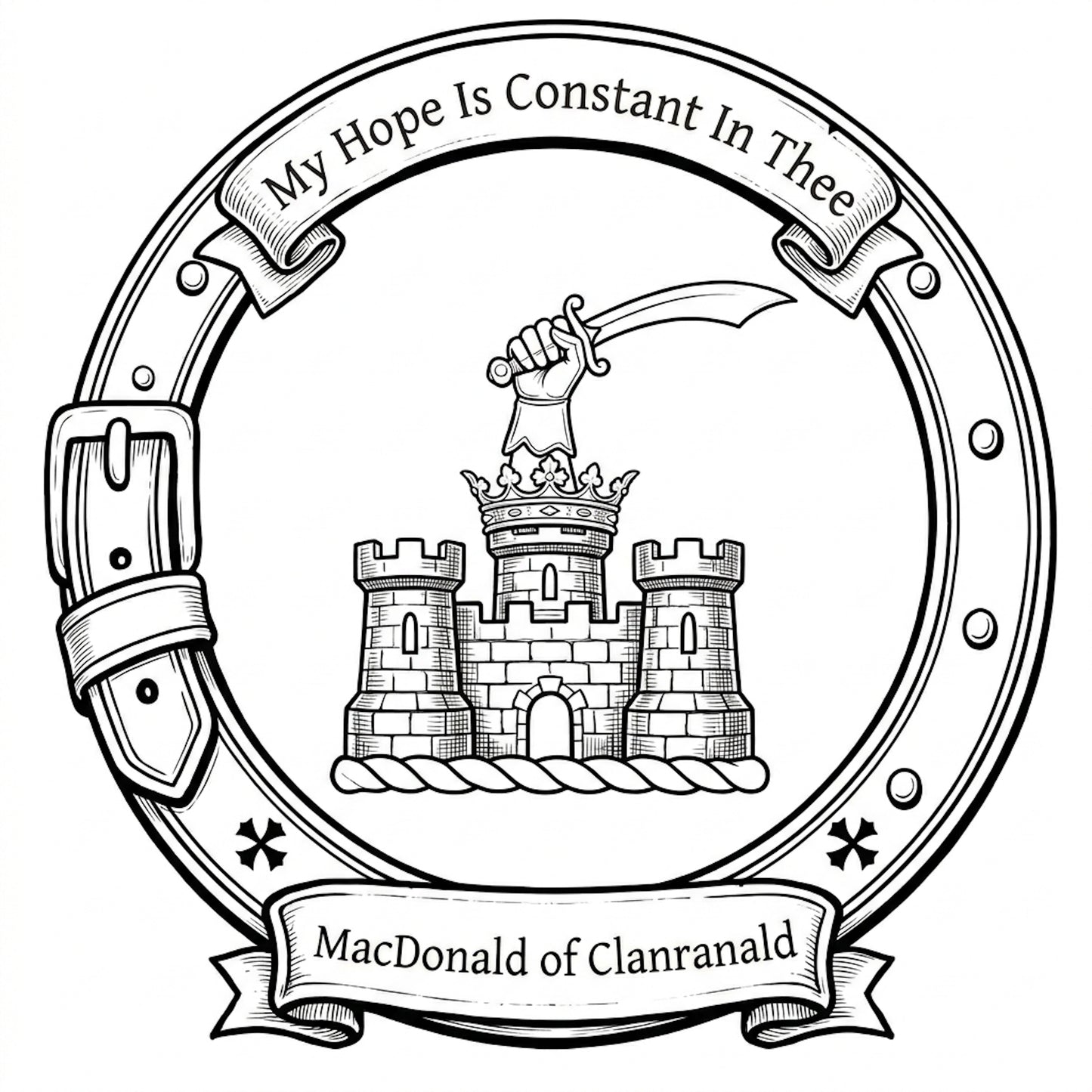 MacDonald of Clanranald Crest digital download: Includes Color PNG, B&W PNG, and SVG vector files