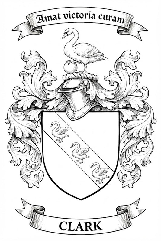 The Clark Family Coat of Arms digital download: Includes Color PNG, B&W PNG, and SVG vector files