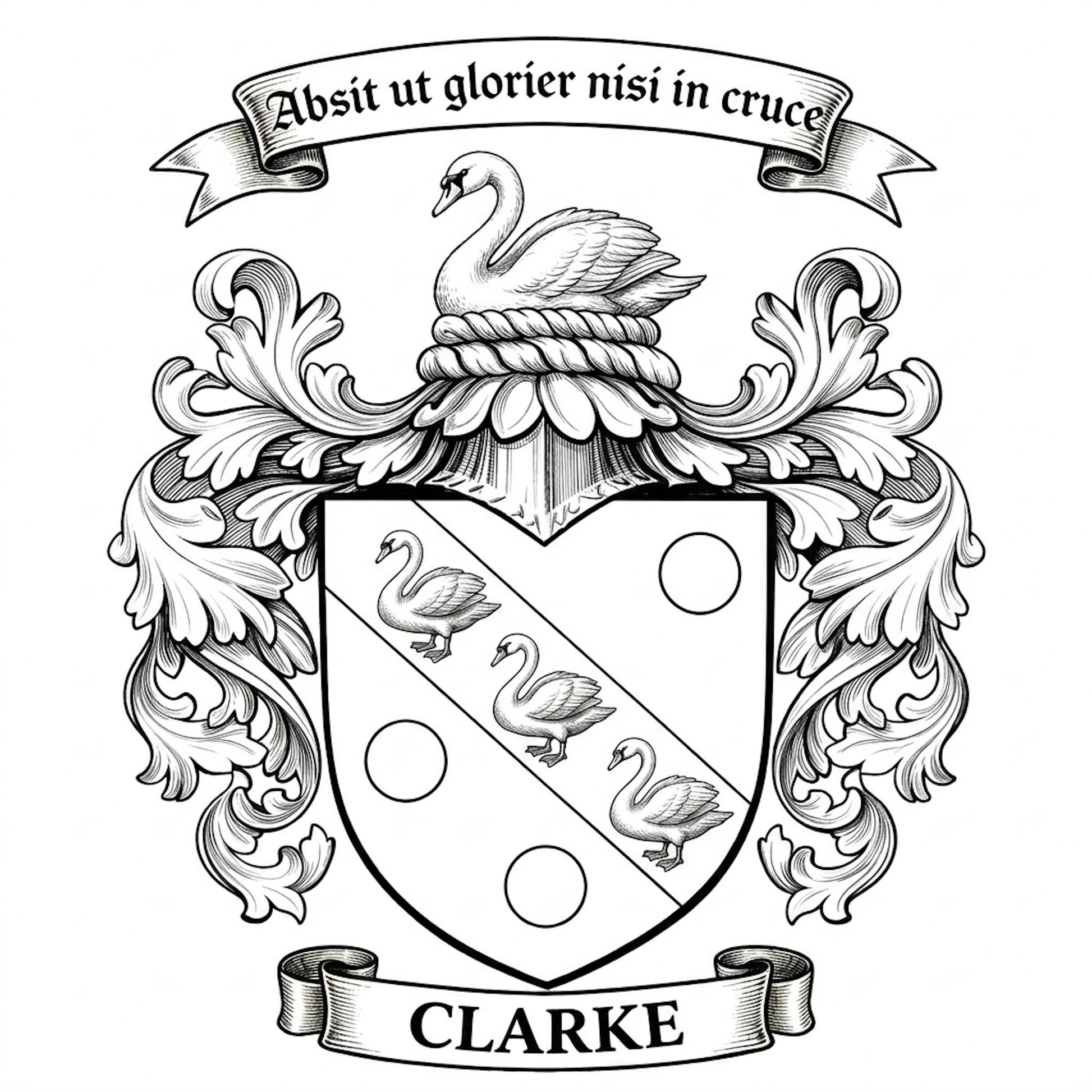 The Clarke Family Coat of Arms digital download: Includes Color PNG, B&W PNG, and SVG vector files