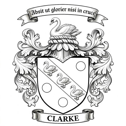 The Clarke Family Coat of Arms digital download: Includes Color PNG, B&W PNG, and SVG vector files