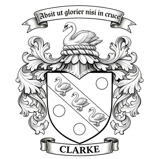 The Clarke Family Coat of Arms digital download: Includes Color PNG, B&W PNG, and SVG vector files