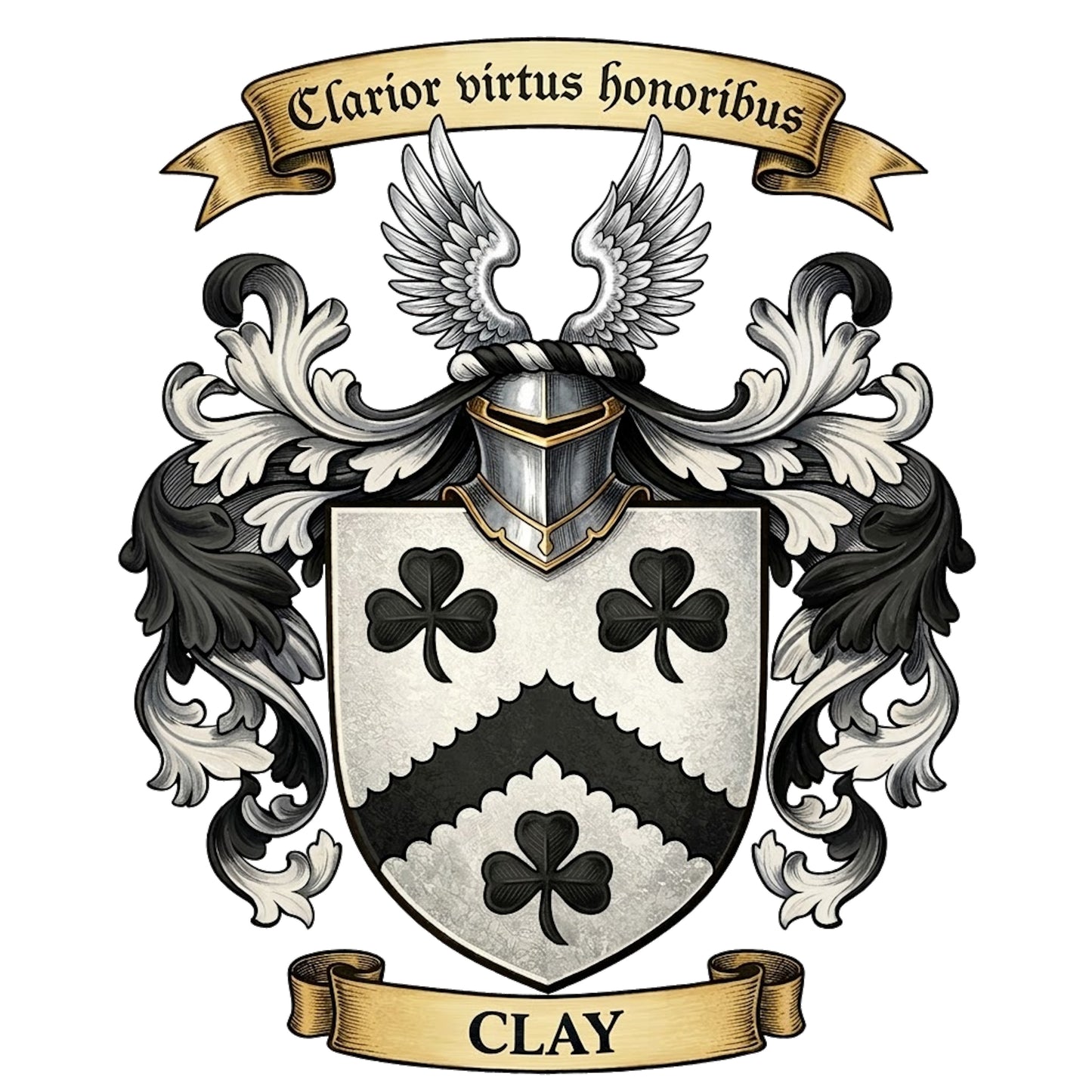The Clay Family Coat of Arms digital download: Includes Color PNG, B&W PNG, and SVG vector files