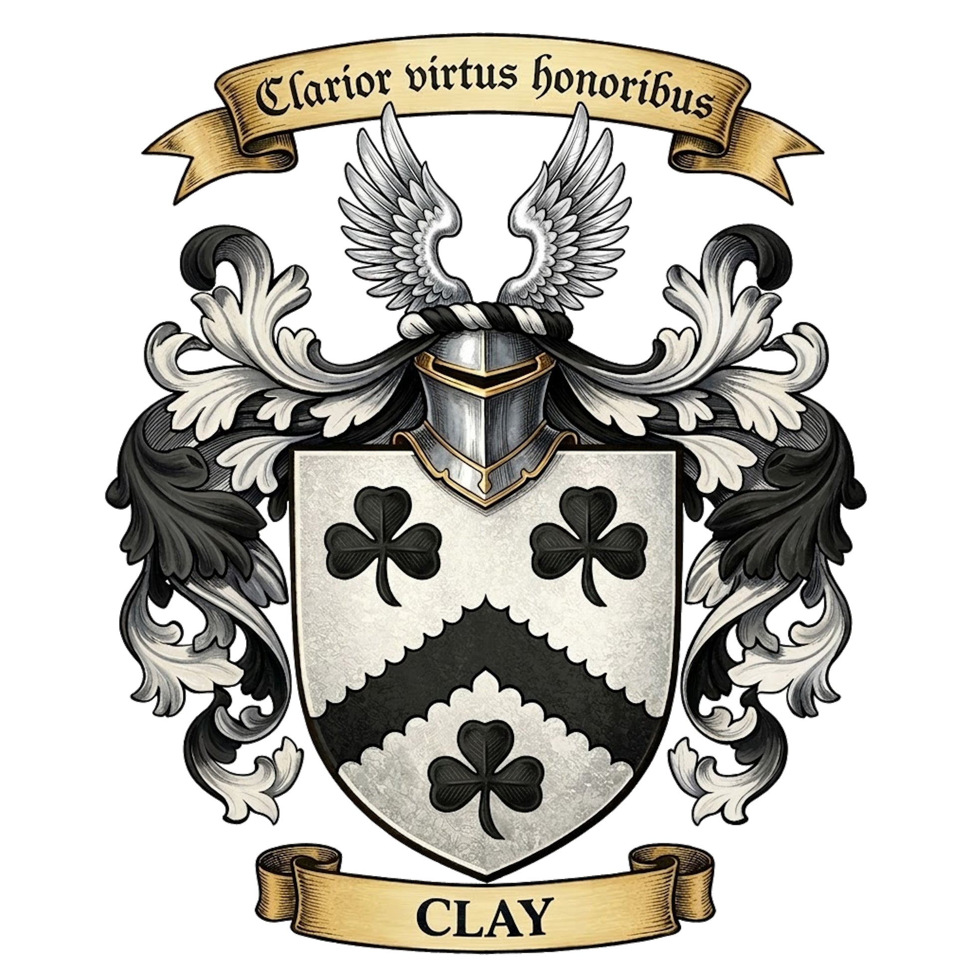 The Clay Family Coat of Arms digital download: Includes Color PNG, B&W PNG, and SVG vector files