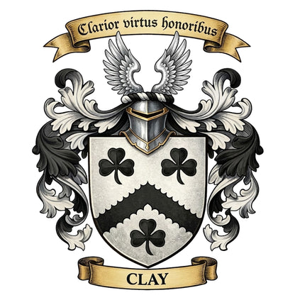 The Clay Family Coat of Arms digital download: Includes Color PNG, B&W PNG, and SVG vector files