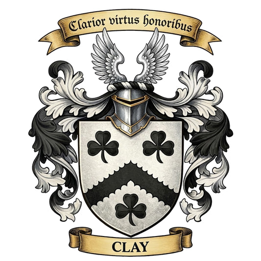 The Clay Family Coat of Arms digital download: Includes Color PNG, B&W PNG, and SVG vector files