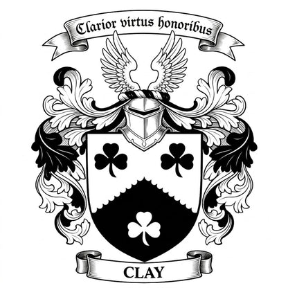 The Clay Family Coat of Arms digital download: Includes Color PNG, B&W PNG, and SVG vector files