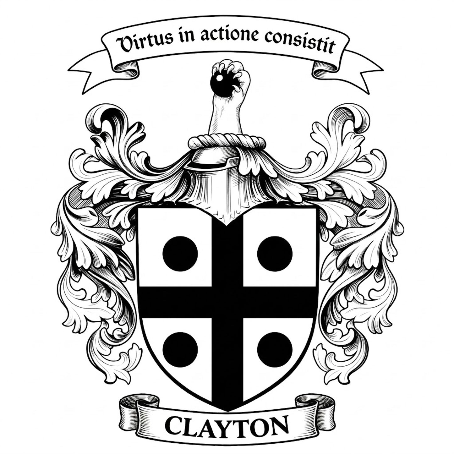 The Clayton Family Coat of Arms digital download: Includes Color PNG, B&W PNG, and SVG vector files