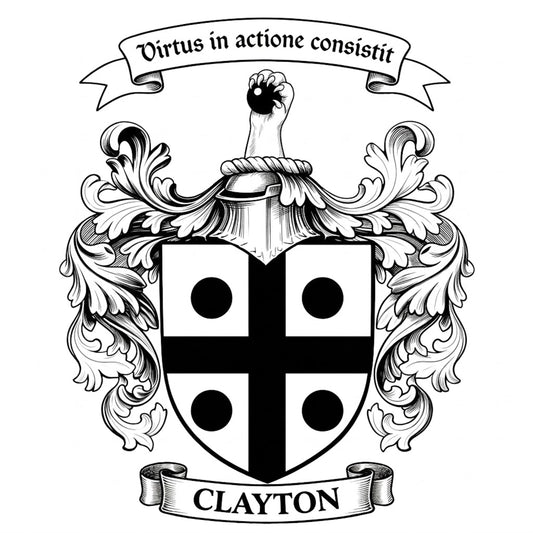 The Clayton Family Coat of Arms digital download: Includes Color PNG, B&W PNG, and SVG vector files