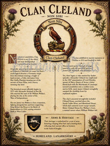 Scottish Clan Cleland Heritage Poster - Instant Digital Download