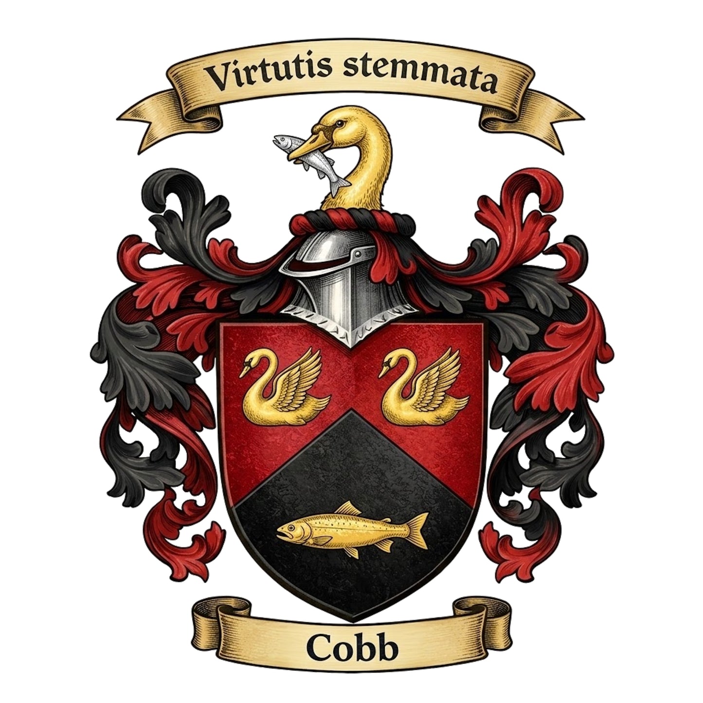 The Cobb Family Coat of Arms digital download: Includes Color PNG, B&W PNG, and SVG vector files