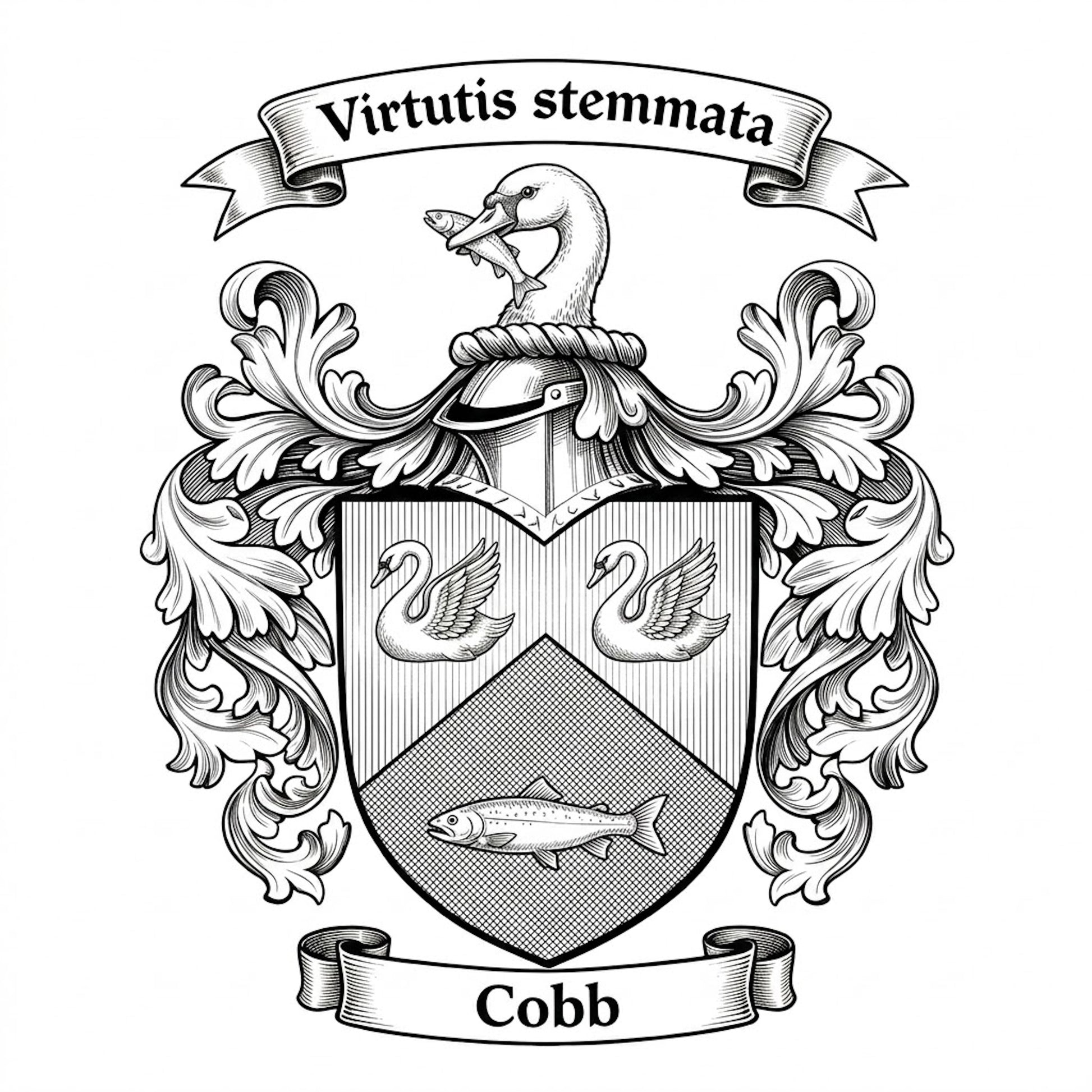 The Cobb Family Coat of Arms digital download: Includes Color PNG, B&W PNG, and SVG vector files