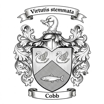 The Cobb Family Coat of Arms digital download: Includes Color PNG, B&W PNG, and SVG vector files