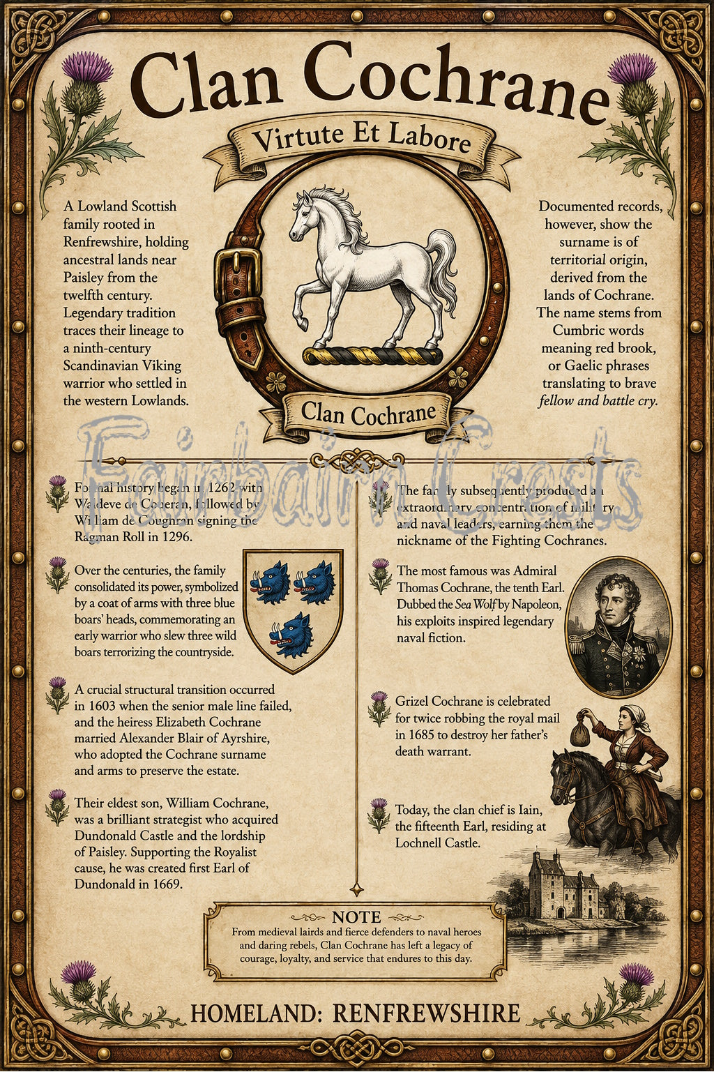 Scottish Clan Cochrane Heritage Poster - Instant Digital Download