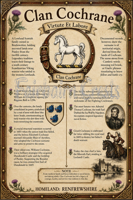 Scottish Clan Cochrane Heritage Poster - Instant Digital Download