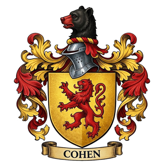 The Cohen Family Coat of Arms digital download: Includes Color PNG, B&W PNG, and SVG vector files