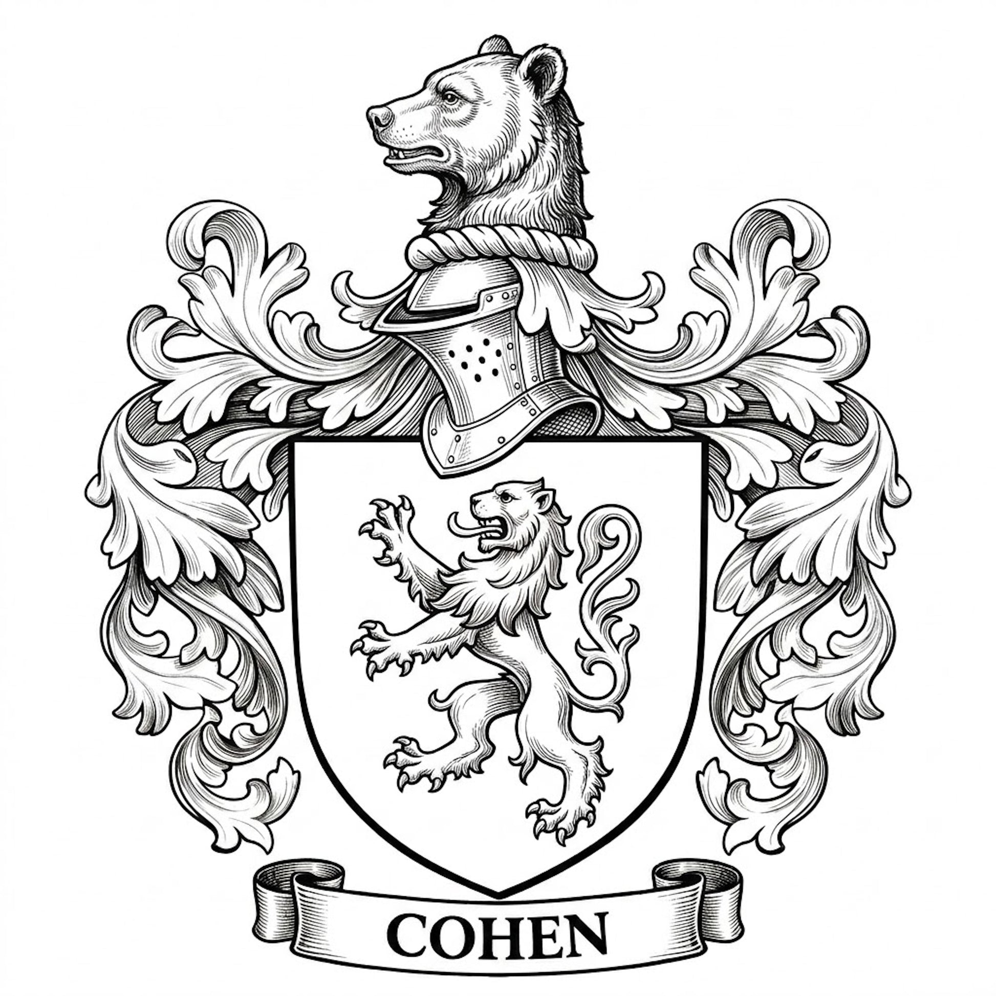 The Cohen Family Coat of Arms digital download: Includes Color PNG, B&W PNG, and SVG vector files