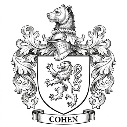 The Cohen Family Coat of Arms digital download: Includes Color PNG, B&W PNG, and SVG vector files