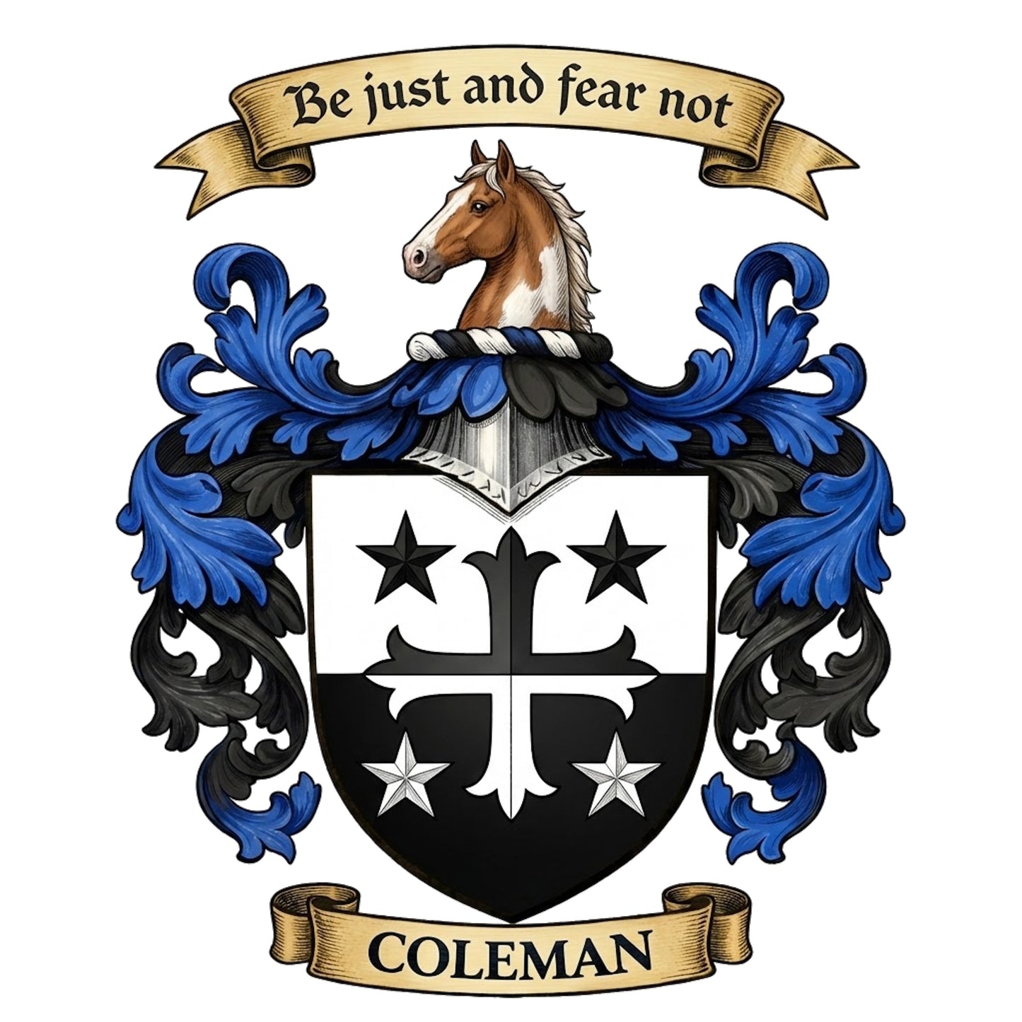 The Coleman Family Coat of Arms digital download: Includes Color PNG, B&W PNG, and SVG vector files