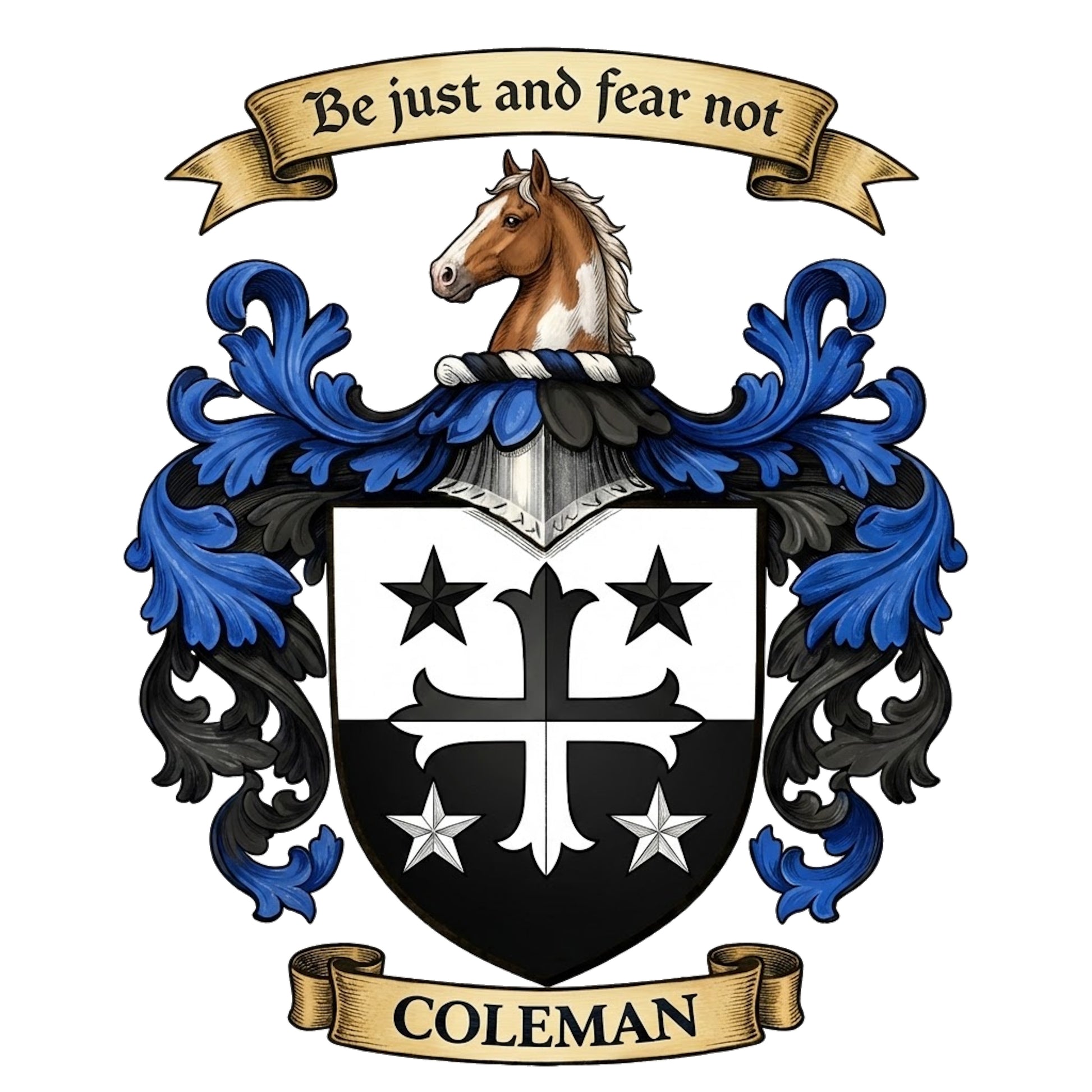 The Coleman Family Coat of Arms digital download: Includes Color PNG, B&W PNG, and SVG vector files