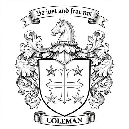 The Coleman Family Coat of Arms digital download: Includes Color PNG, B&W PNG, and SVG vector files