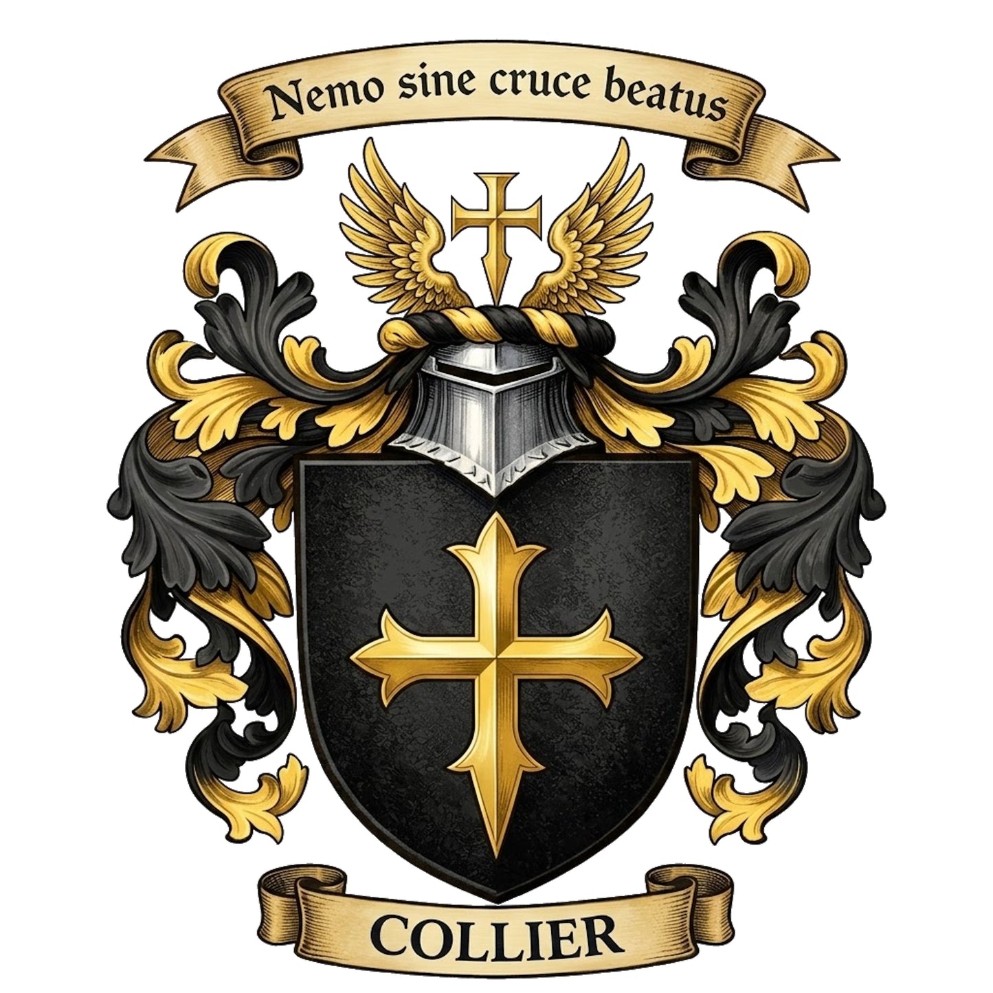 The Collier Family Coat of Arms digital download: Includes Color PNG, B&W PNG, and SVG vector files