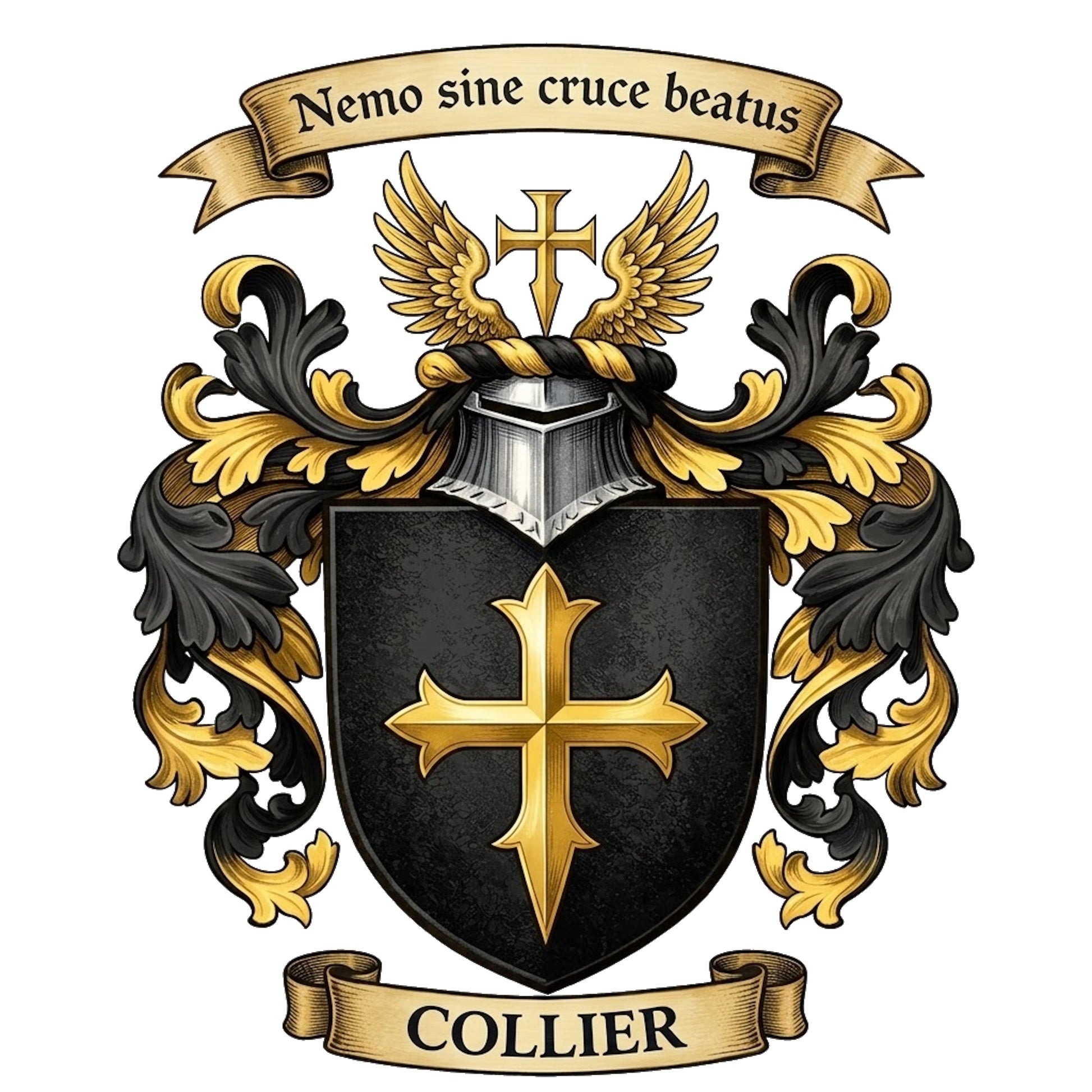 The Collier Family Coat of Arms digital download: Includes Color PNG, B&W PNG, and SVG vector files