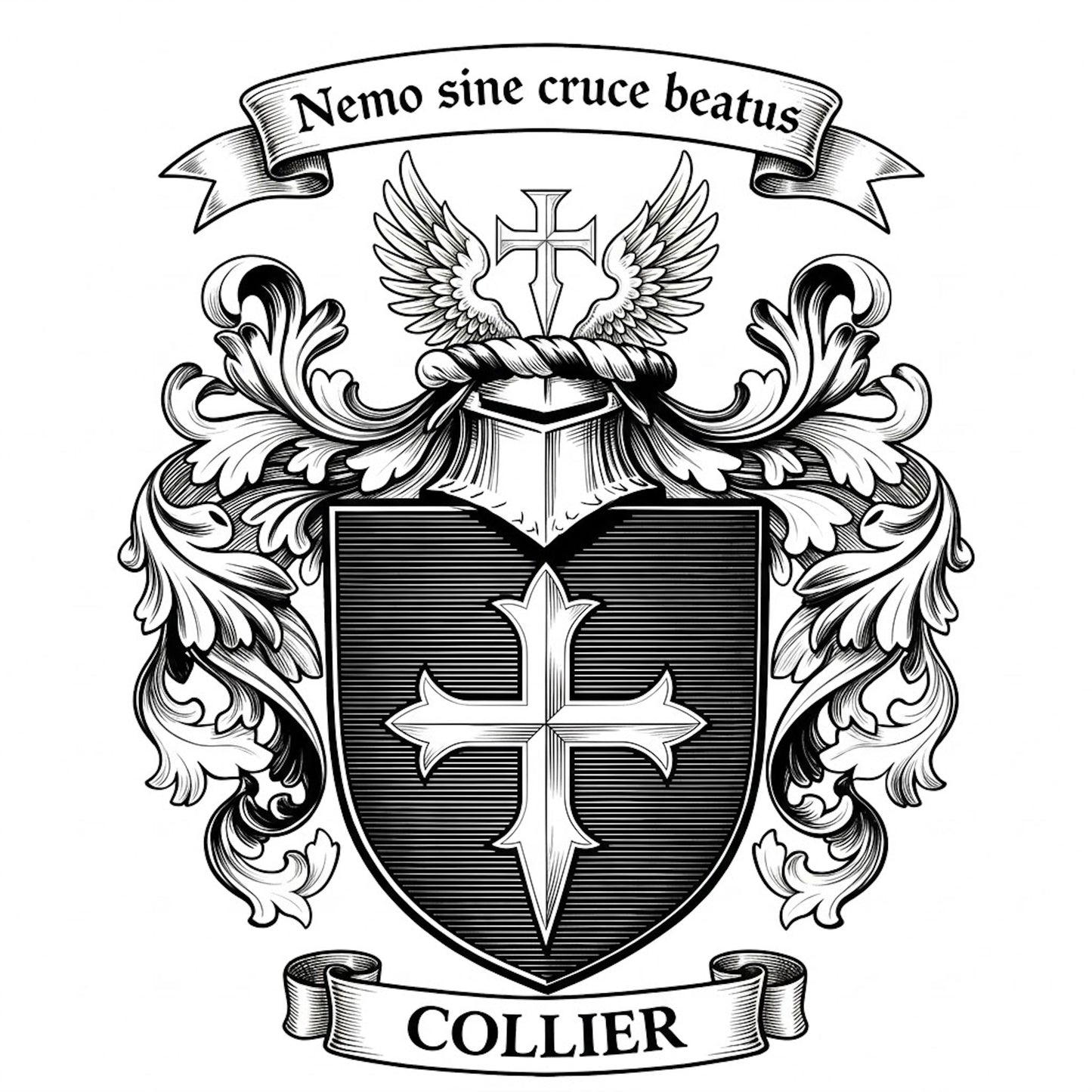 The Collier Family Coat of Arms digital download: Includes Color PNG, B&W PNG, and SVG vector files