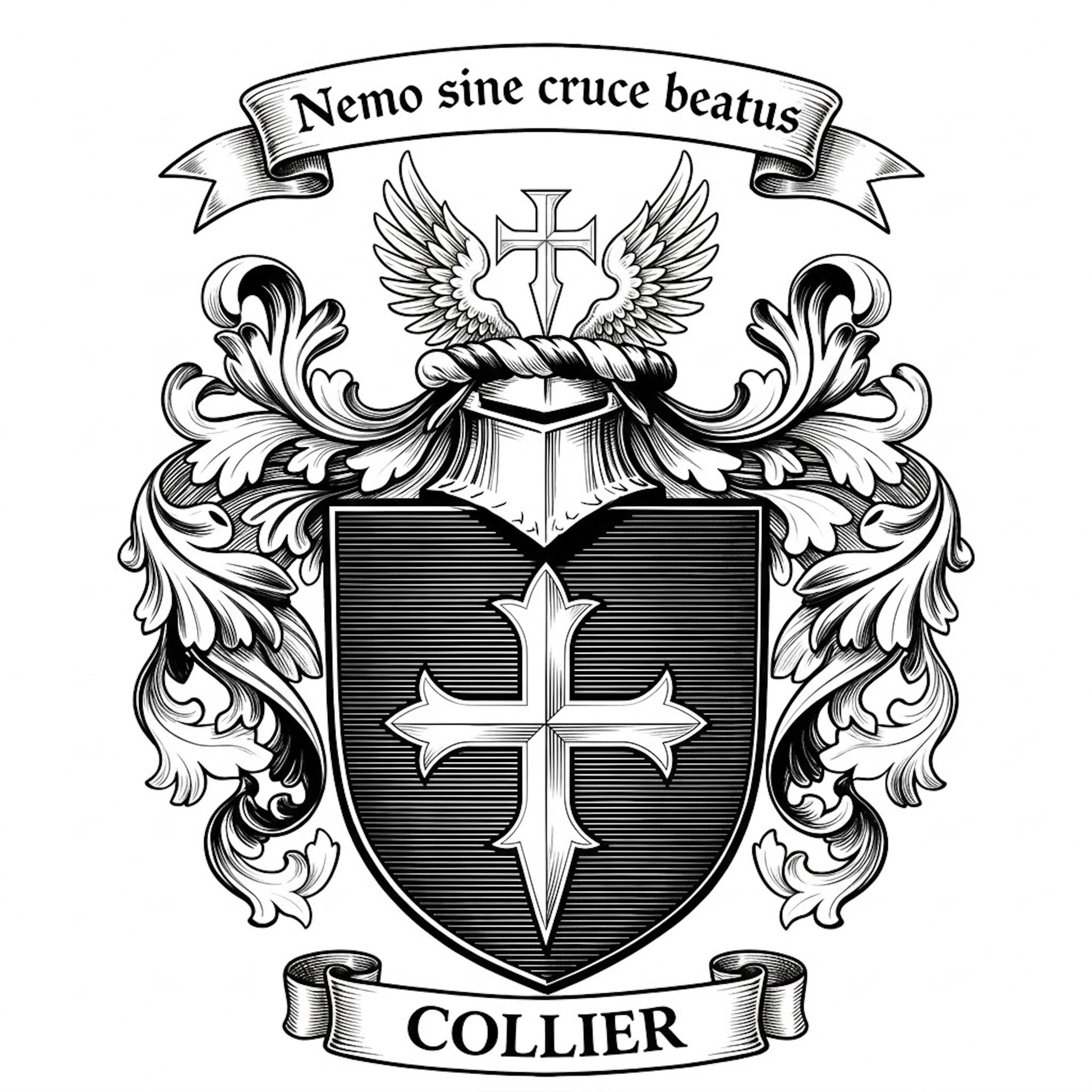 The Collier Family Coat of Arms digital download: Includes Color PNG, B&W PNG, and SVG vector files