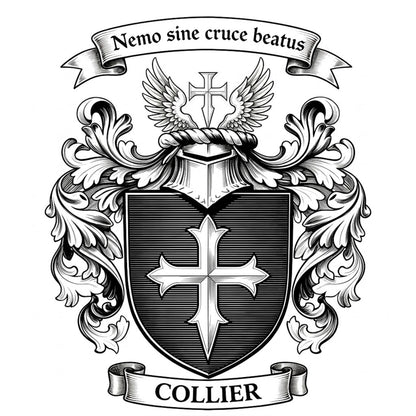 The Collier Family Coat of Arms digital download: Includes Color PNG, B&W PNG, and SVG vector files
