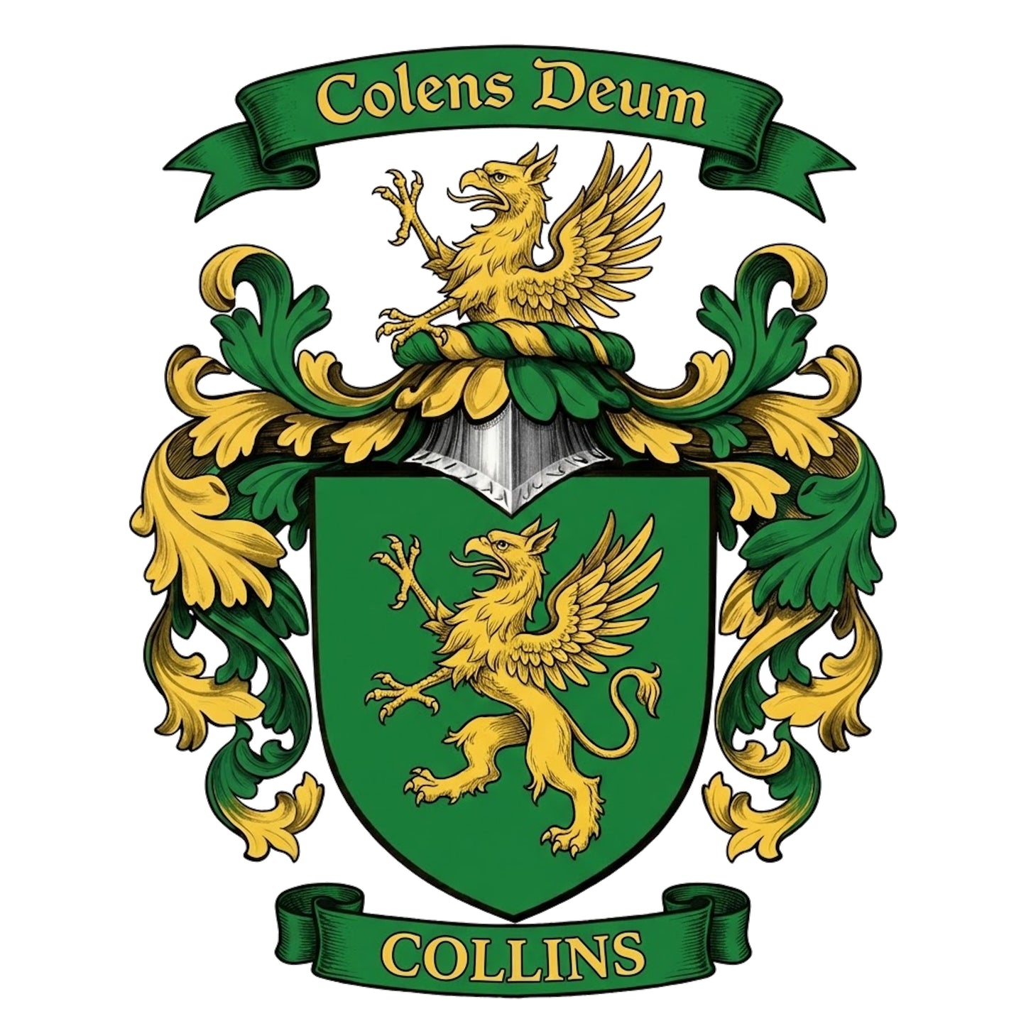 The Collins Family Coat of Arms digital download: Includes Color PNG, B&W PNG, and SVG vector files