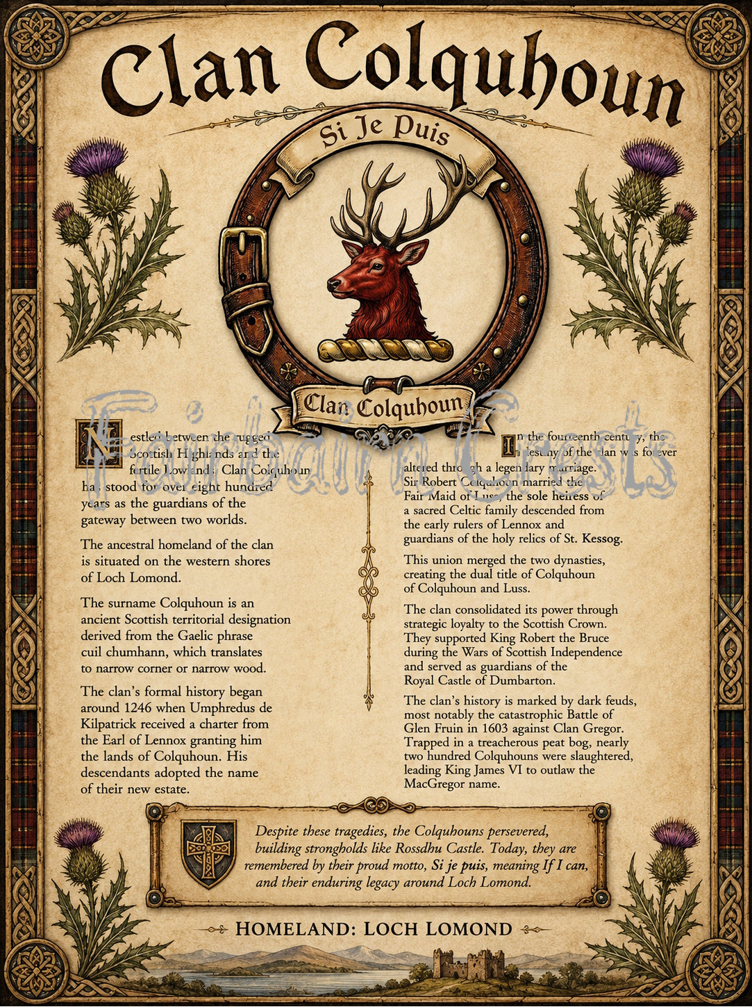 Scottish Clan Colquhoun Heritage Poster - Instant Digital Download