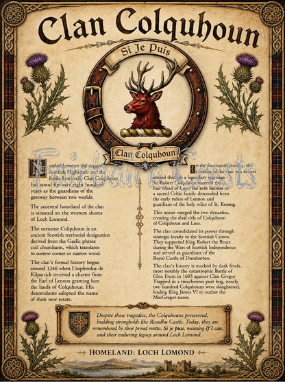 Scottish Clan Colquhoun Heritage Poster - Instant Digital Download