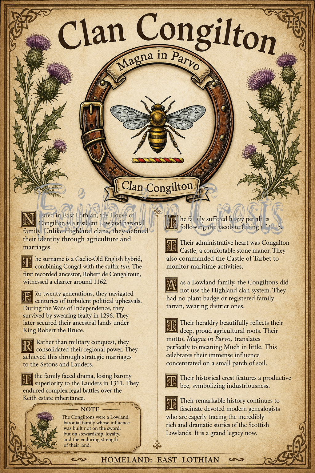 Scottish Clan Congilton Heritage Poster - Instant Digital Download