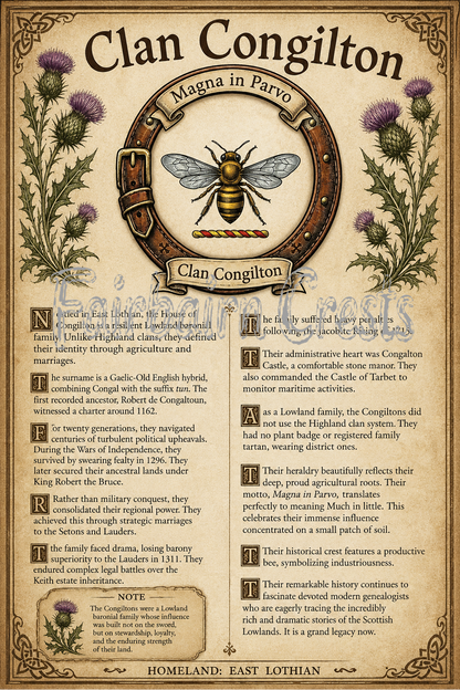 Scottish Clan Congilton Heritage Poster - Instant Digital Download