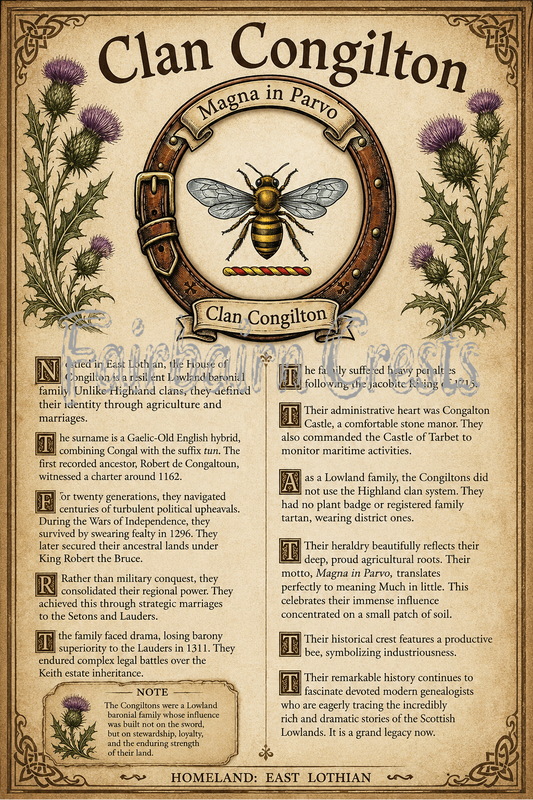 Scottish Clan Congilton Heritage Poster - Instant Digital Download
