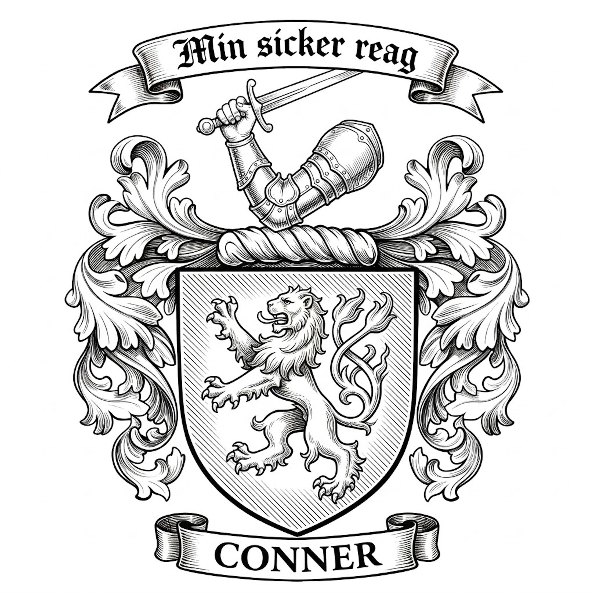 The Conner Family Coat of Arms digital download: Includes Color PNG, B&W PNG, and SVG vector files